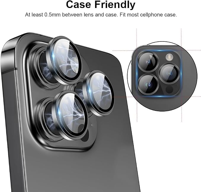 for iPhone 15 Pro/iPhone 15 Pro Max Camera Lens Protector – Anti-Scratch Lens Cover, 9H+ Tempered Glass Camera Screen Cover Protector, HD View w/Night Shoot, Shatterproof, White Titanium