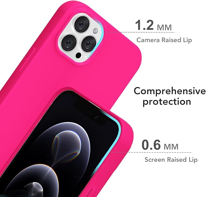 for iPhone 12/12 Pro Case Silicone Compatible with Magsafe Case, Ultra Slim Thin Magnetic Phone Cases Mag Safe, Cute Soft Rubber Gel TPU Matte Plain Wireless Charging Cover for Women, Hot Pink