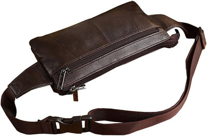Hebetag Leather Fanny Pack Waist Bag for Men Women Outdoor Travel Hunting Hiking Camping Hip Bum Belt Cell Phone Purse Wallet Pouch, Coffee