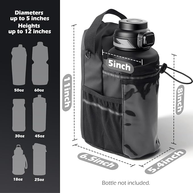 Magnetic Gym Bag for Men Women, Magnetic Gym Water Bottle Bag/Holder with Clear Phone Pouch, Built-in 5 Magnets, Fitness Gym Gifts, Gym Accessories