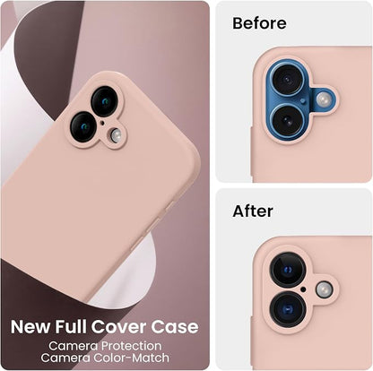 FireNova Designed for iPhone 16 Plus Case, Silicone Upgraded [Camera Protection] Case, Soft Anti-Scratch Microfiber Lining Inside, 6.7 inch, Pinksand