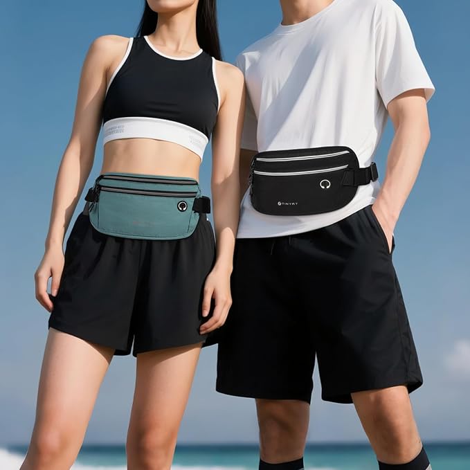 Slim Running Belt for Women Men Runners Fanny Packs With Phone Holder Hidden Pockets Exercise Waist Bag for Marathon Workout
