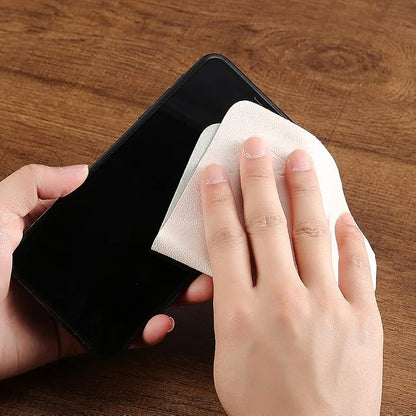 100 PCS Glasses Clean Cloth Suede, Lens Clean Cloth for Lenses, Glasses, Screens, Cameras, iPad, iPhone, Eyeglasses (6"x7", 100PCS/Light Yellow)