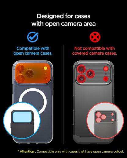 Spigen Camera Lens Screen Protector [GlasTR EZ Fit Optik Pro XL] Designed for iPhone 17 Pro Max [Case Friendly] - Black [1 Pack]