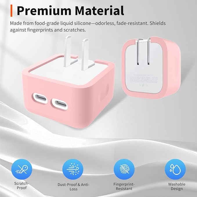 Case for Apple 35W Power Adapter – Soft Silicone Protective Cover for Dynamic Charger,Shockproof Dustproof Charging Block Protector Sleeve[Pink]