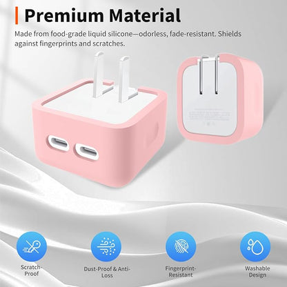 Case for Apple 35W Power Adapter – Soft Silicone Protective Cover for Dynamic Charger,Shockproof Dustproof Charging Block Protector Sleeve[Pink]