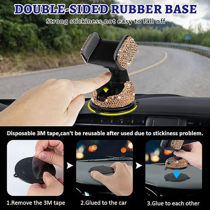 eing Car Phone Mount Cell Phone Holder with One More Air Vent Base,Bling Crystal Universal Phone Mount Holder Cradle for Dashboard,Windshield and Air Vent,Gold