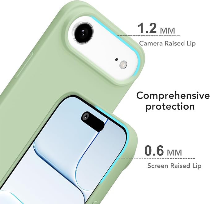 for iPhone 17 Air Case Silicone Compatible with Magsafe Case, Ultra Slim Thin Magnetic Phone Cases Mag Safe, Cute Soft Rubber Gel TPU Matte Plain Wireless Charging Cover for Women, Sage Green