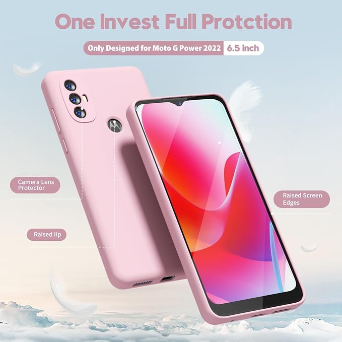 oakxco for Motorola Moto G Power 2022 Phone Case/Moto G Play 2023 Phone Case Liquid Silicone, Thin Slim Soft Rubber Gel TPU Plain Simple Cover for Women, Matte Solid Color,Rose Pink