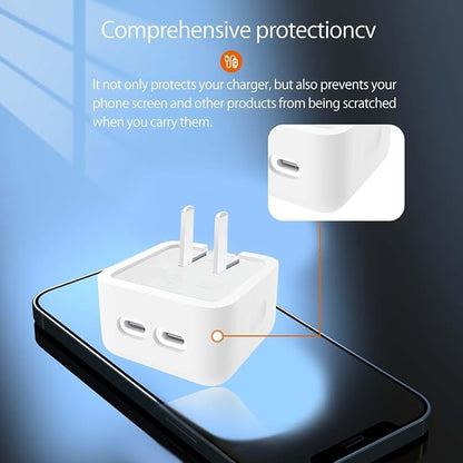 Case for Apple 35W Power Adapter,NOUKAJU Silicone Protective Cover,Drop-Proof,Scratch-Proof,Shock-Proof,Protective Case for Apple 35W Charger(White)
