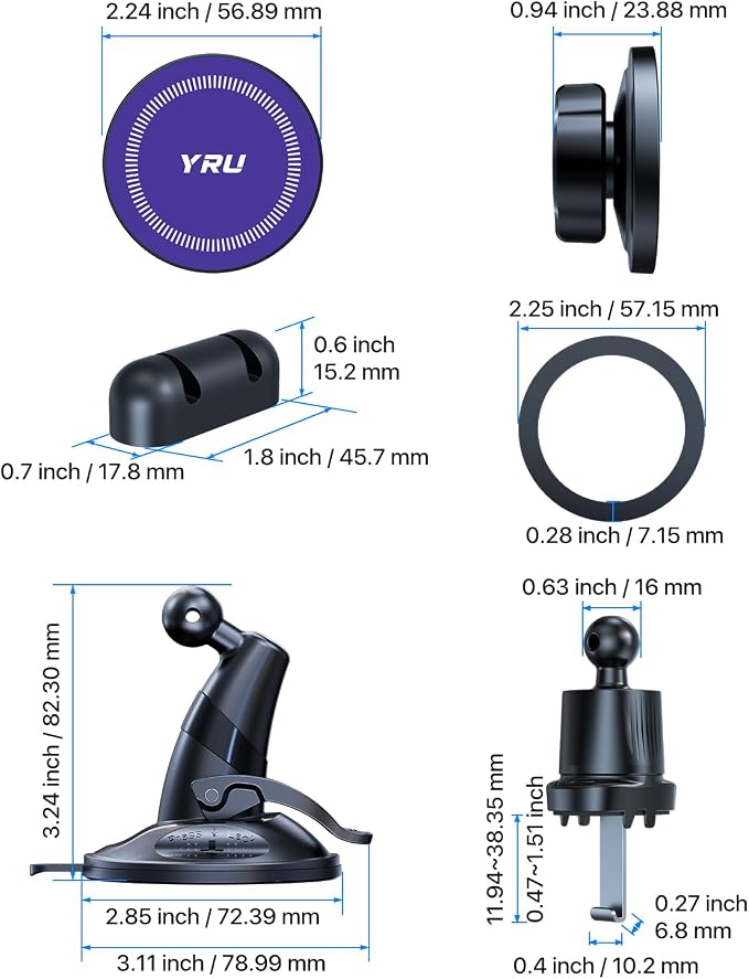 [True Upgraded Military-Grade] Phone Holder for Magsafe Car Mount 360° Rotating Vacuum Suction Dashboard, 2800gf Strongest Magnetic Windshield Phone Mount for iPhone 17 Pro Max 16 15 14, Indigo Blue