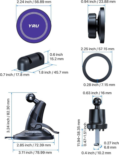 [True Upgraded Military-Grade] Phone Holder for Magsafe Car Mount 360° Rotating Vacuum Suction Dashboard, 2800gf Strongest Magnetic Windshield Phone Mount for iPhone 17 Pro Max 16 15 14, Indigo Blue