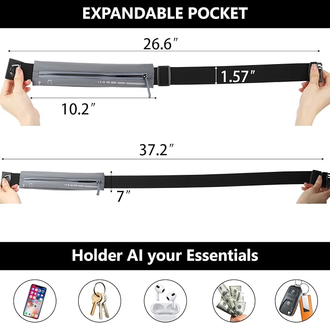 Slim Running Belt for Men Women,Runners Fanny Pack Waist Phone Holder for women, Pouch Waist Bag for Workout Jogging