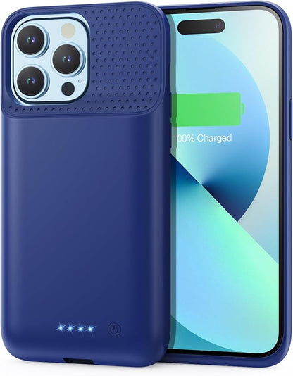 Battery Charging Case for iPhone 12Pro Max/13Pro Max/14Pro Max/14Plus (6.7 Inch), Powerful 8600mAh Portable Rechargeable Charger Cover for iPhone 14ProMax/14Plus/13Promax/12Promax Battery Case-Blue