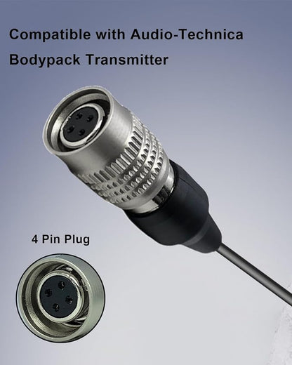 Lavalier Lapel Microphone Unidirectional Condenser Mic for Audio-Technica Wireless Bodypack Transmitter ATW-110G, ATW-T310, ATW-T701,ATW-T1000, ATW-T1001, ATW-T1000 (Hirose 4 Pin Plug)