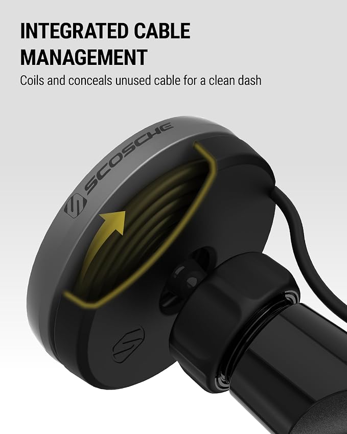Scosche Qi2 Wireless MagSafe Car Mount Charger, 15W Magnetic Suction Cup Windshield/Dashboard Cell Phone Holder with Vent Clip & Fast USB-C Car Charger Compatible with Apple iPhone 16/15/14/13/12, S25