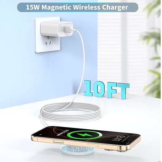 [Apple MFi Certified]Long Magnetic Wireless iPhone Charger,10FT Mag Safe Charger Mag-Safe Charging Magnet Charge Pad 10Feet 2Pack for iPhone 17 Pro Max/17Pro/iPhone 16ProMax/16Plus/15/14/13/12/AirPods