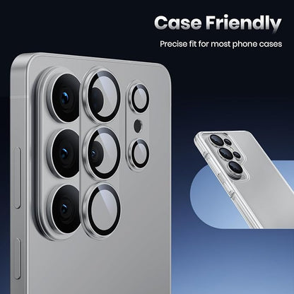 for Samsung Galaxy S26 Ultra Camera Lens Protector - Matte Titanium Alloy [Military Grade Shatterproof] [Strong Adsorption] Glass Camera Screen Protector for S26 Ultra, Silver+Silver
