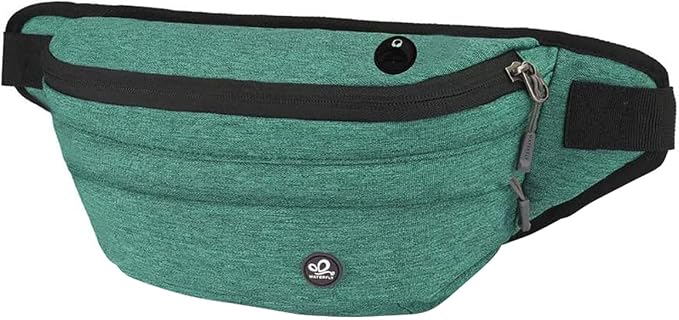WATERFLY Running Belt Fanny Pack: Runner Marathon Jogging Waist Pack Sport Workout Exercise Fitness Phone Holder Belt for Men Women Jogger Slim Waistband Black