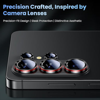 Uyiton for Samsung Galaxy S26 Ultra Camera Lens Protector - [Case-Friendly][Not Easy to Break][Ultra-Thin] Military-Grade Tempered Glass with Aluminum Metal Rear Camera Screen Cover - Black+Red