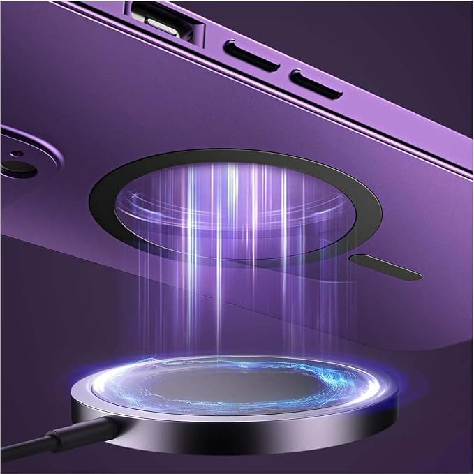 Magnetic Charging Aluminum Metal Bumper Matte Shell for iPhone, Anti-Collision Matte Snap-On Phone Case, for iPhone 16/15/14/13/12 Pro Max (Gold,14 Pro Max)