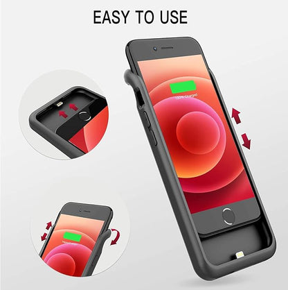 BOPPS Battery Case for iPhone 8/7/6s/6/SE(2022/2020), Ultra Slim Powerful 6000mAh Charging Case 360°Protection Rechargeable Extended Battery Charger Cases for iPhone 8/7/6s/6/SE(3rd and 2nd gen)