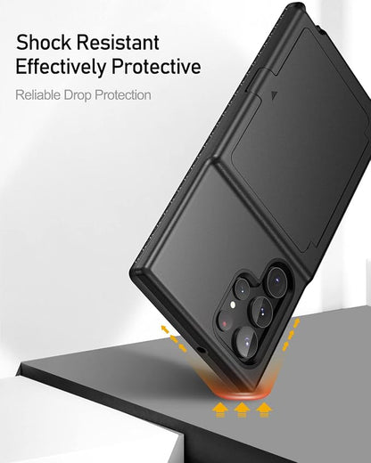 WeLoveCase Samsung Galaxy S22 Ultra Case Wallet Case with Credit Card Holder & Hidden Mirror, All-Round Protection Shockproof Phone Cover Designed for Samsung Galaxy S22 Ultra, 6.8 Inch Back Black