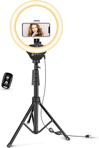 Aureday 12” LED Ring Light with Stand and Phone Holder, Video Light 3000K-6000K Dimmable Selfie Ringlight for YouTube Video/Live Stream/Makeup