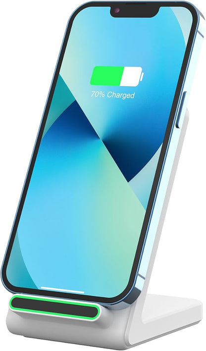 2 Pack Fast Wireless Charger (Stand), 15W Fast Charging Stand with Adapter for Samsung Galaxy S25/S25+/S25 Ultra/S24/S23/S22/S21, for iPhone 17/16/15/14/13/12/11/XR, for Pixel 9/8/7, and More.