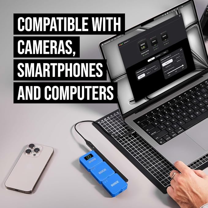 RØDE Wireless GO (Gen 3) – Compact Wireless Mic – Pristine Audio, 32-bit Float Recording, Automatic Level Control, for Phones, Cameras and Computers (Cobalt)