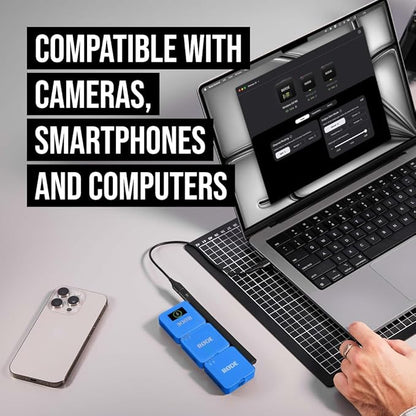 RØDE Wireless GO (Gen 3) – Compact Wireless Mic – Pristine Audio, 32-bit Float Recording, Automatic Level Control, for Phones, Cameras and Computers (Cobalt)