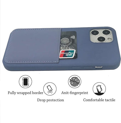 Ultra Slim Liquid Silicon Gel Case Compatible with iPhone 12,for iPhone 12 Pro 6.1 inch 2020 with Card Holder Sleeves Slot Anti-Scratch Shockproof Wallet Cover with Screen Protector (Lavender Gray)