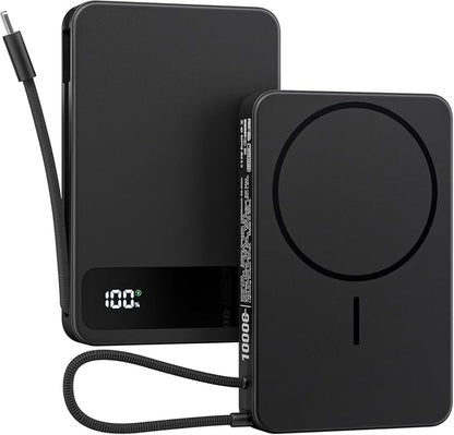 Magnetic Power Bank, 10,000mAh Wireless Portable Charger for Mag-Safe 15W Fast Charging, Battery Pack with USB-C Cable 20W in/Out for iPhone 17e/Air/17/16/15/14/13/12/Plus/Pro/Pro Max, AirPods & More