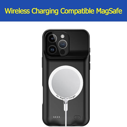 Battery Case for iPhone 16 Pro, 10000mAh Portable Protective Wireless Charging Case, Sync-through Technology, Black