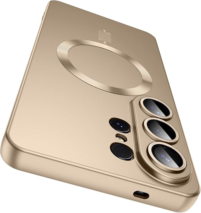 Magnetic for Samsung Galaxy S26 Ultra Case [Compatible with MagSafe][Built-in Camera Lens Protector] Slim Soft Silicone Bumper Shockproof Metallic Luster Phone Case, Gold