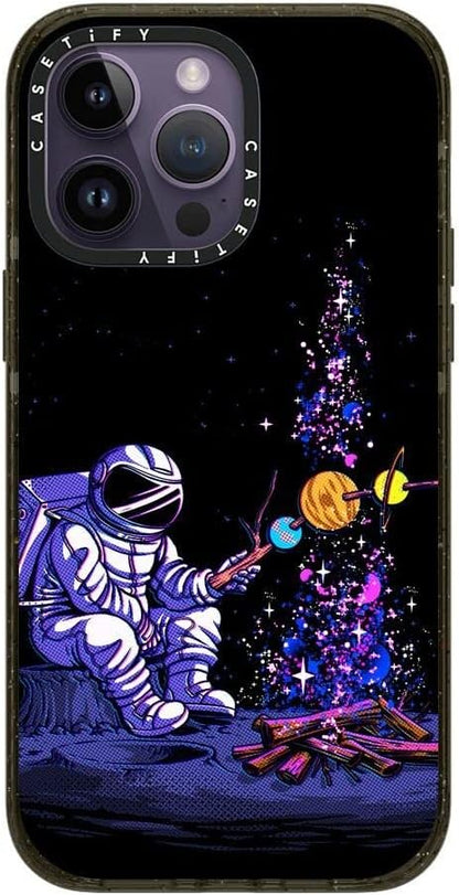CASETiFY Impact iPhone 14 Pro Max Case [4X Military Grade Drop Tested / 8.2ft Drop Protection/Compatible with Magsafe] - Moon Camping - Glossy Black