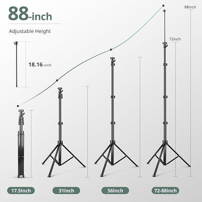 Sensyne 88" Phone Tripod, Selfie Stick Tripod with 14.95" Flexible Gooseneck, Overhead Cell Phone Stand for Video Recording, Photography, Compatible with Phone, Camera