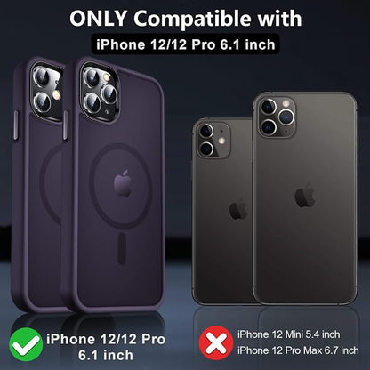 MOCCA Strong Magnetic for iPhone 12 Case/iPhone 12 Pro Case, [Compatible with Magsafe][Mil-Grade Drop Protection] Slim Shockproof Translucent Protective Phone Case for iPhone 12/12 Pro, Deep Purple