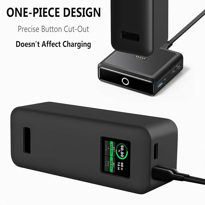 Geiomoo Silicone Case for Anker Prime Power Bank 27650mAh, Soft Flexible Scratch Resistant Protective Cover (Black)