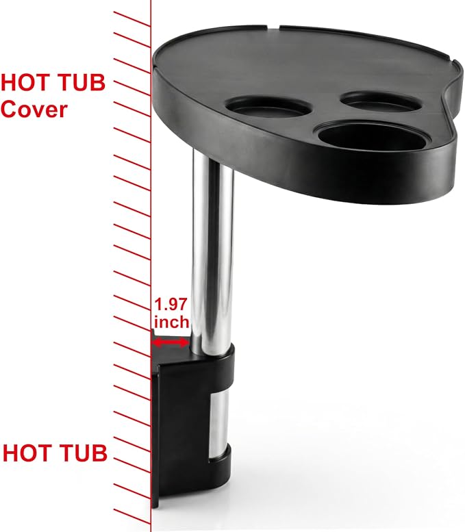 Hot Tub Tray Table with Cup Holders & Phone Holder, 360° Rotating Spa Side Table, Adjustable Hot Tub Side Table for Drinks, Snacks & Accessories, Waterproof Spa Tray