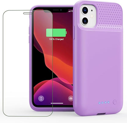 Feob Battery Case for iPhone 11/XR, [2026 Upgraded] 7500mAh Slim Portable Smart Charging Case Rechargeable Protective Extended Charging Cover for iPhone 11/XR-Purple