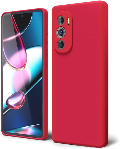 oakxco for Moto Edge Plus 2022/Edge Plus 5G UW 2022 Phone Case Liquid Silicone, Cute Thin Slim Soft Rubber TPU Plain Smooth Gel Cover for Women Girl, Matte Solid Protective & Shockproof,Red