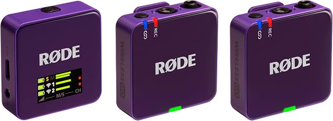 RØDE Wireless GO (Gen 3) – Compact Wireless Mic – Pristine Audio, 32-bit Float Recording, Automatic Level Control, for Phones, Cameras and Computers (Purple)
