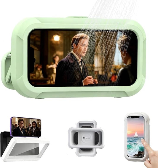 Waterproof Play Phone Holders, 2026 New Shower Phone Holder Waterproof, Adjustable Bathroom Phone Case for Home Bathroom, Rotatable Phone Stand Water Proof Phone Mount for Smartphone Users (Green)