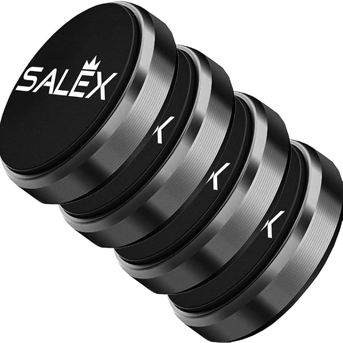 SALEX Magnetic Phone Mount 4 Pack. Black Flat Cell Phone Holder for Car Dashboard, Wall, Truck. Universal Stick on iPad Wall Magnet Mount for Tablets. Wall Low Profile Magnetic Car Mount for iPhone.