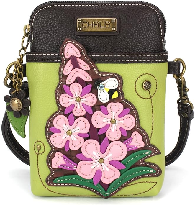 CHALA Plant Life Collection Cell Phone Crossbody Purse-Women PU Leather/Canvas Multicolor Handbag with Adjustable Strap