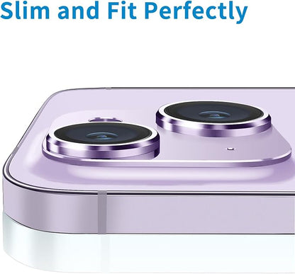 Compatible with iPhone 14 and iPhone 14 Plus Camera Lens Protector, Anti-Scratch Tempered Glass Camera Screen Protector Shockproof Full Protective Camera Cover Case Friendly Lens Cover-Purple