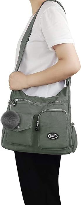 SUKRY Nylon Crossbody Bag for Women with Anti theft RFID Pocket, Waterproof Shoulder Bag Travel Purses and Handbag