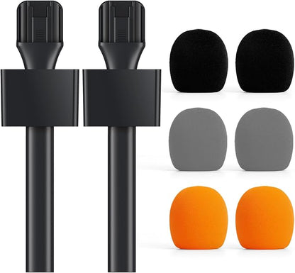 TONOR 2-Pack Handheld Adaptor for Interview Mic, Wireless Microphone Holder for Lavalier, Compatible with Rode, DJI and All Lav Mic, Microfono Solapa Stand with Flag Station, Windproof Foam, TP20