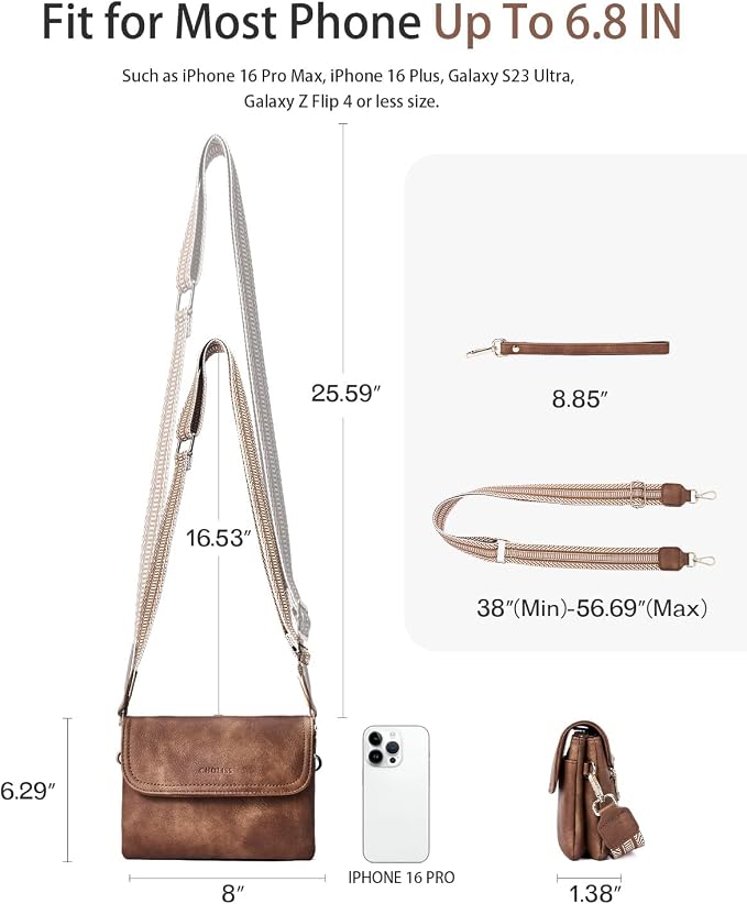 CHOLISS Small Crossbody Bags for Women, Vegan Leather Cell Phone Purse, Mini Travel Purse with Adjustable Strap Womens Gifts